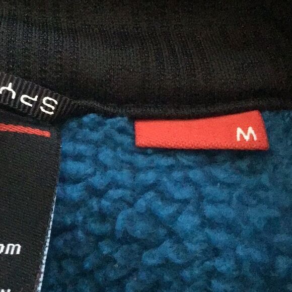 Spyder Blue Black Fleece Lined Stretch Knit Performance Zip Up Jacket - Picture 14 of 16